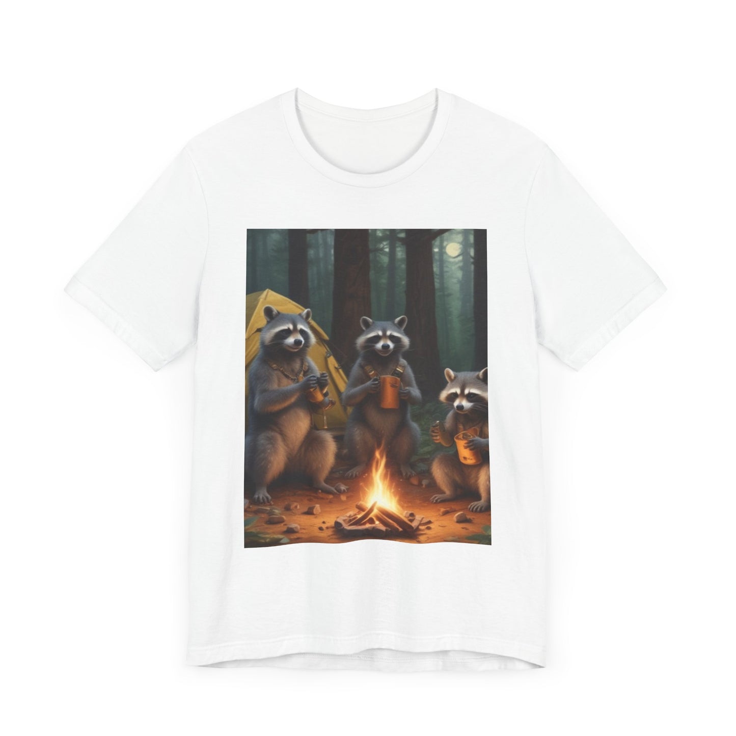 Unisex Jersey Short Sleeve Tee raccoons camping is