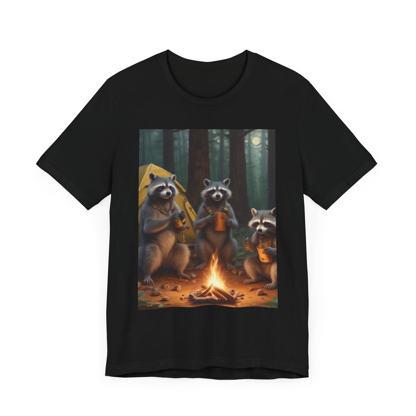 Unisex Jersey Short Sleeve Tee raccoons camping is