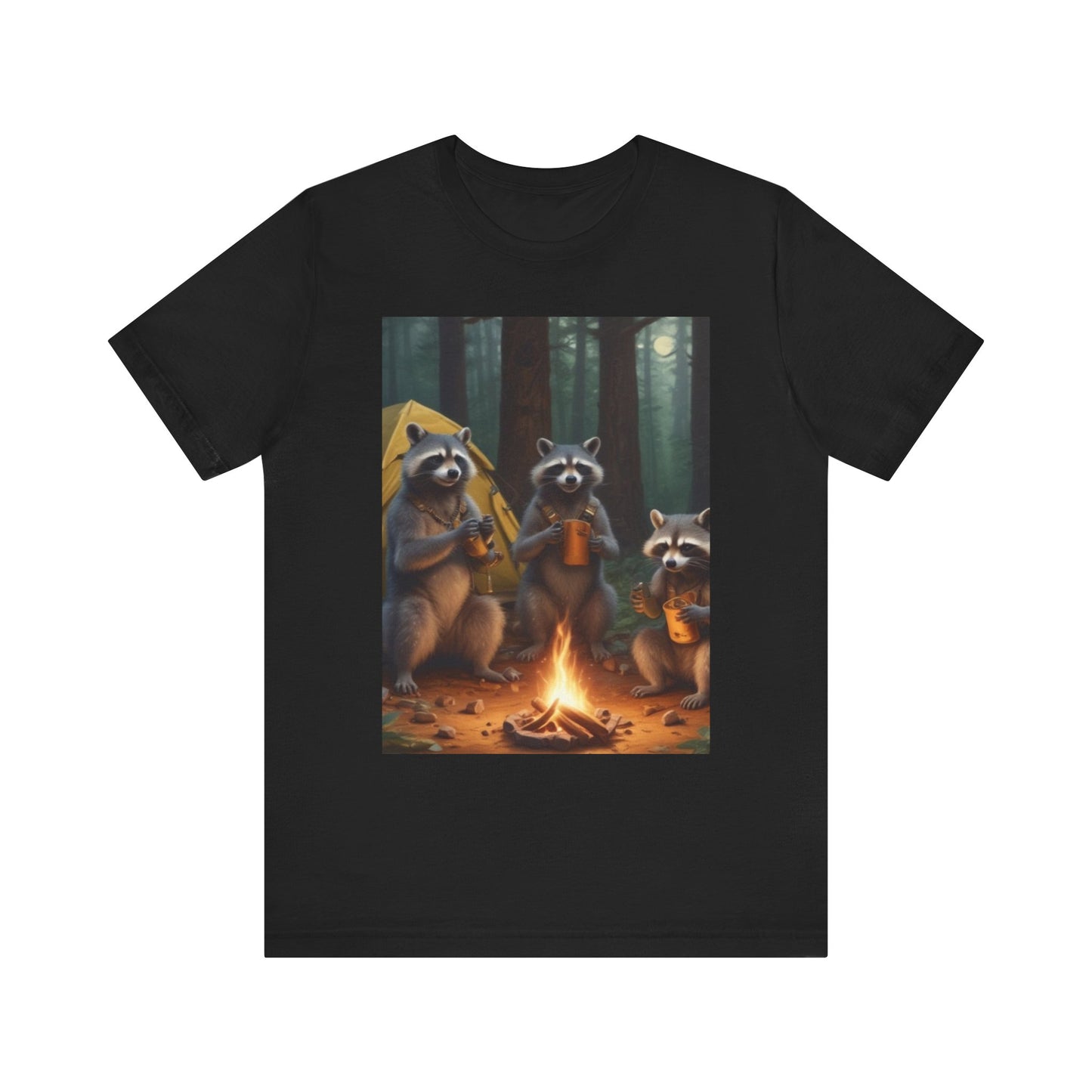 Unisex Jersey Short Sleeve Tee raccoons camping is