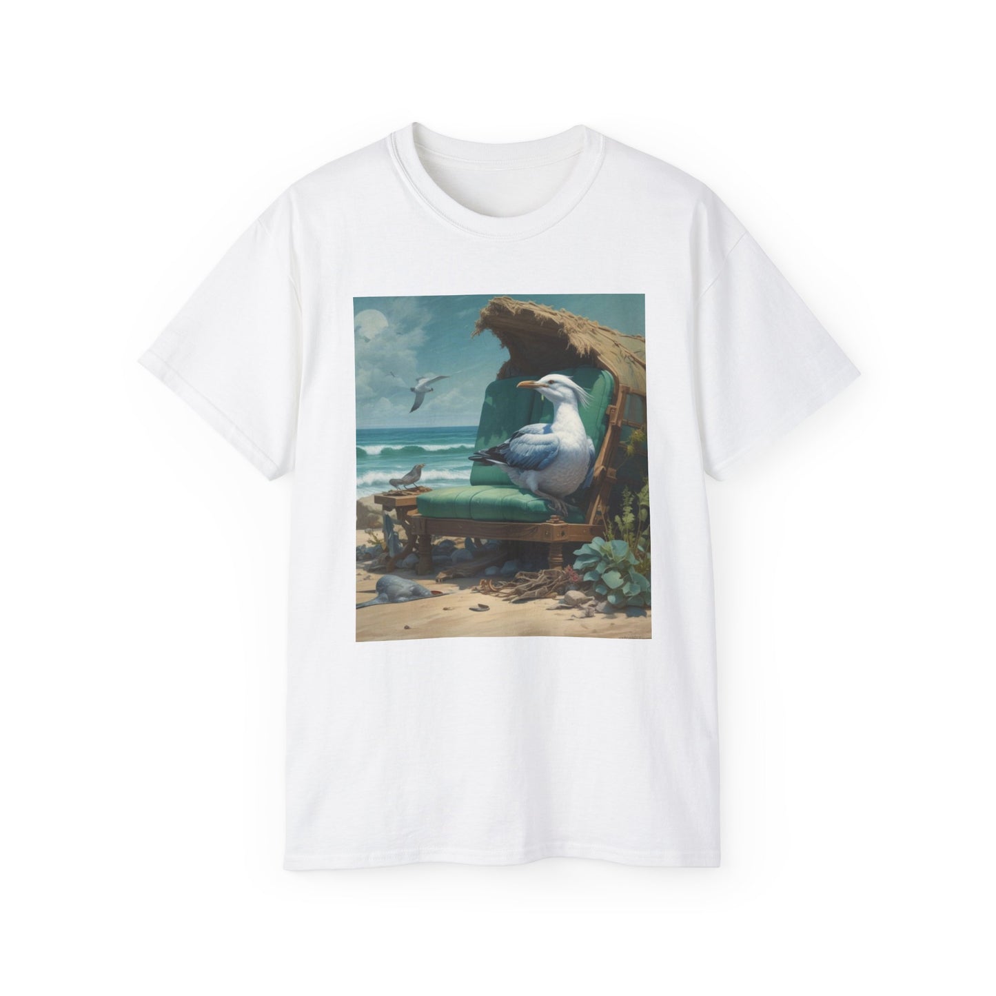 Unisex Ultra Cotton Tee sea birds Saturday  view of the lake