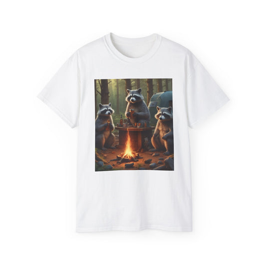 Unisex Ultra Cotton Tee raccoons camping in canada