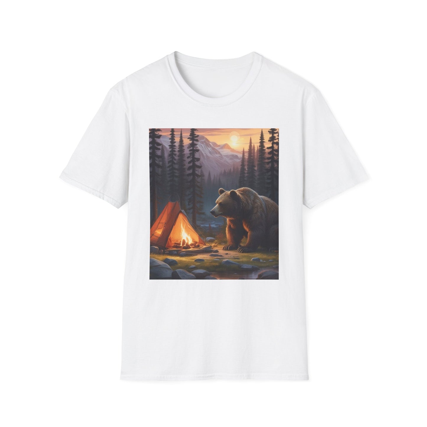 Unisex Softstyle T-Shirt bear camping  chad north of the hudson canadian