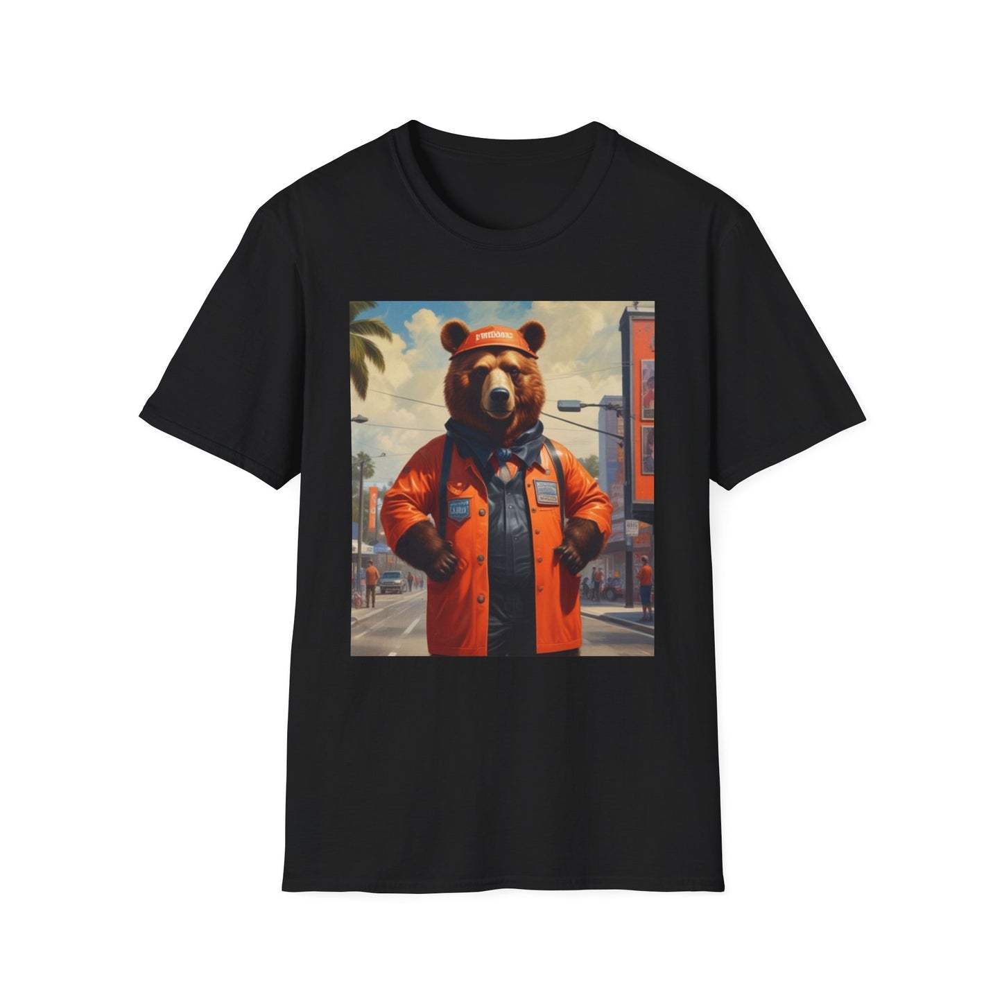 Unisex Softstyle T-Shirt  grilly bear out and about canadian