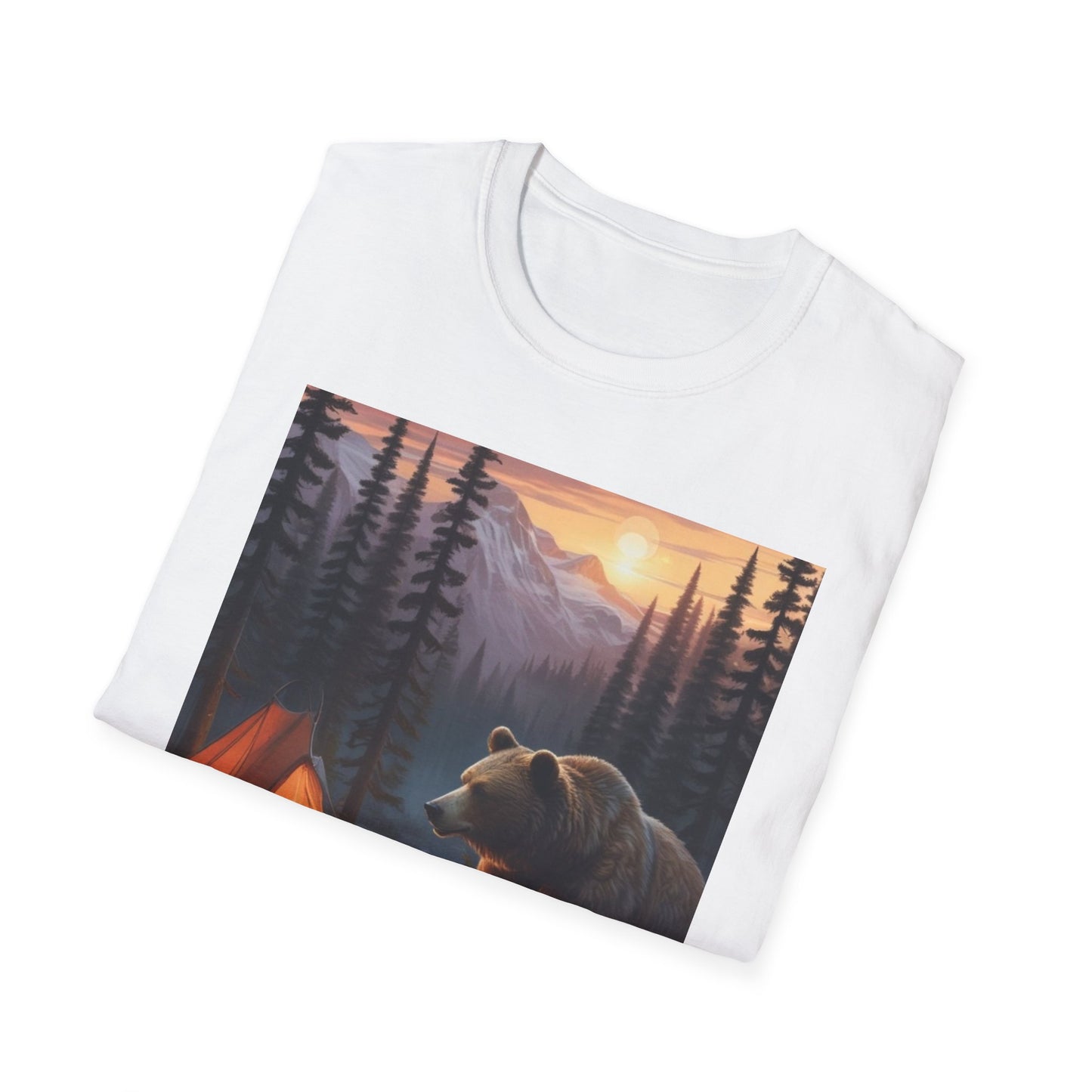 Unisex Softstyle T-Shirt bear camping  chad north of the hudson canadian