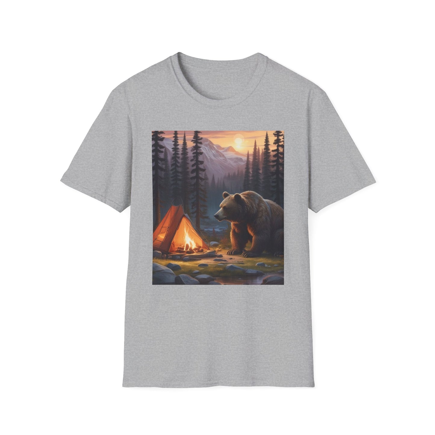 Unisex Softstyle T-Shirt bear camping  chad north of the hudson canadian