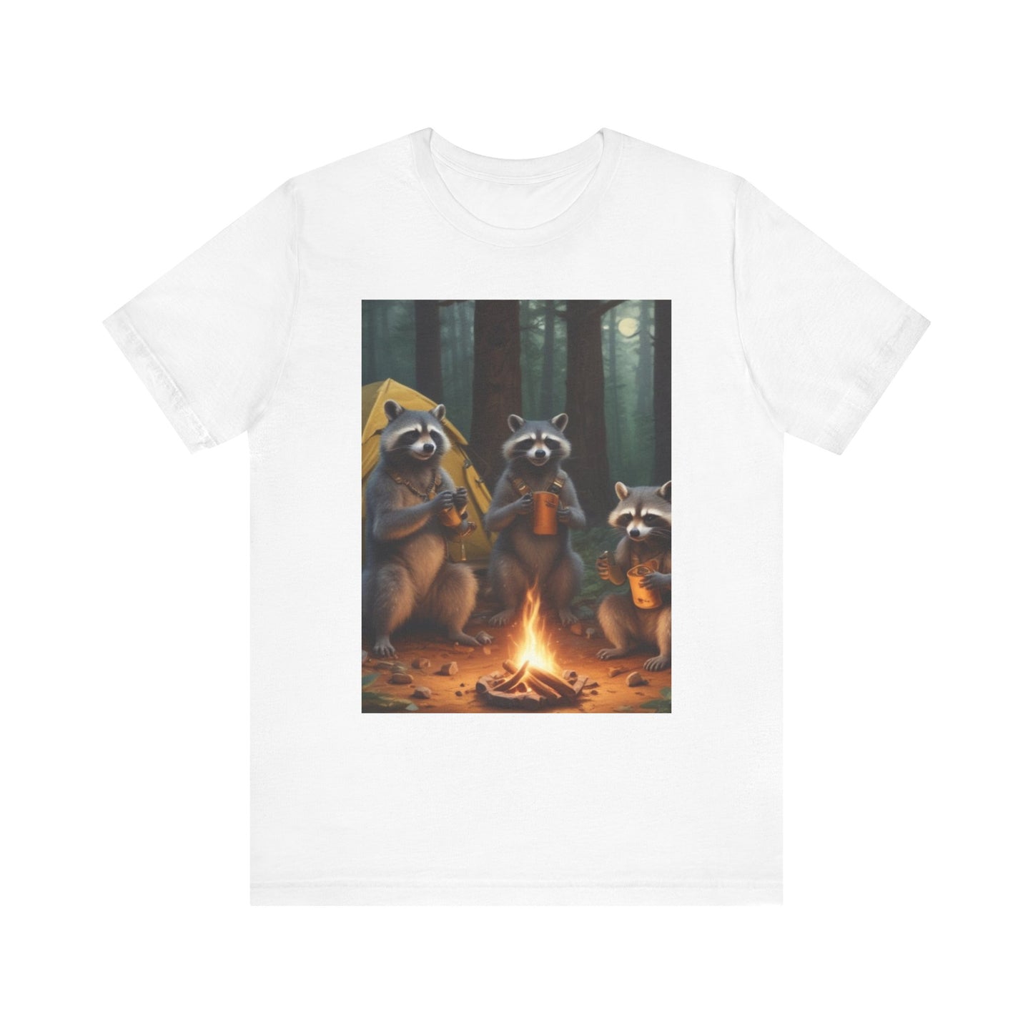 Unisex Jersey Short Sleeve Tee raccoons camping is