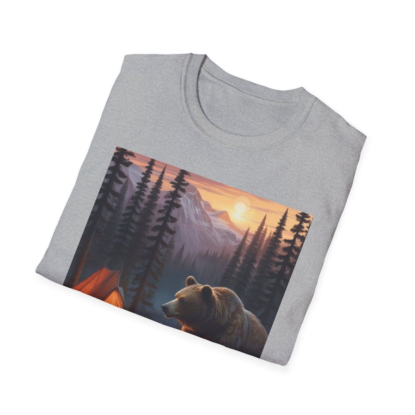 Unisex Softstyle T-Shirt bear camping  chad north of the hudson canadian