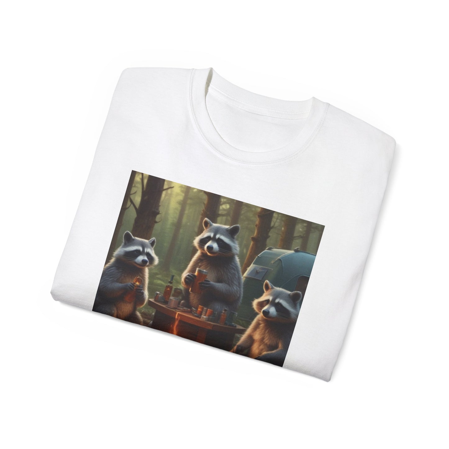 Unisex Ultra Cotton Tee raccoons camping in canada