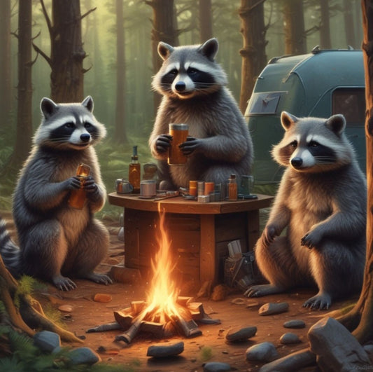 Raccoons camping  canadians Becky and Bob Carter twins Casey and john